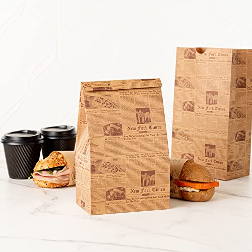 Bag Tek 6 Lb Disposable Lunch Bags 100 Sturdy Take Out Bags (6 lb / Kraft Newsprint)