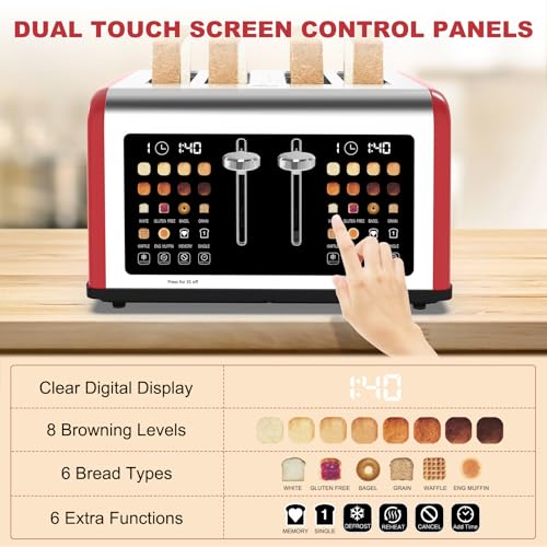 4 Slice Toaster Touch Screen (Red)