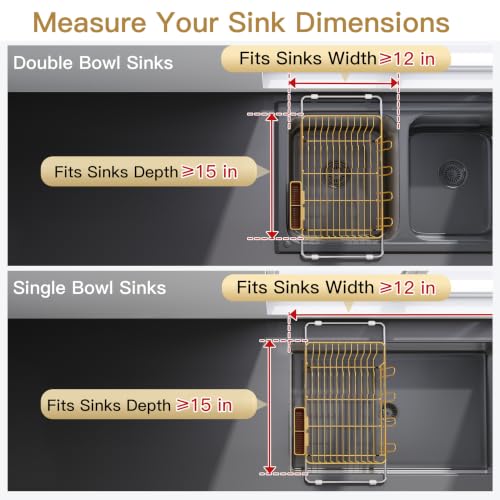 Gold Dish Drying Rack in Sink (Gold / For 12"-30"w Sink)