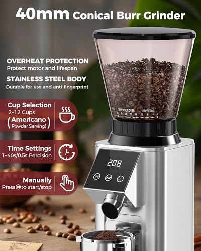G1 Conical Burr Coffee Grinder with 48 Grind Settings (Silver)