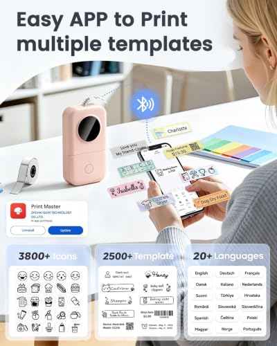 Label Maker Bluetooth Mini Portable Label Printer for Home School (72 Count)