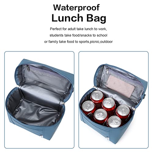 NOL Insulated Lunch Bags for Women Cooler Bag Lightweight Nylon Waterproof Lunch Box for Work Dusty Blue Small 4L