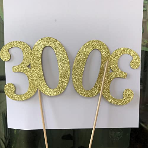 10Pcs Gold 30th Birthday & Anniversary Centerpiece Sticks (Gold)