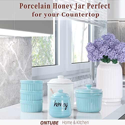 Honey Jar with Dipper and Lid (Turquoise)