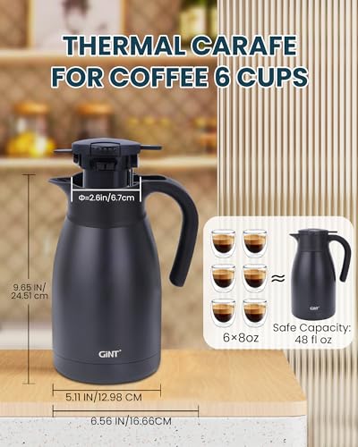51Oz Stainless Steel Thermal Coffee Carafe with Lid (Black / 50.7 Ounces)