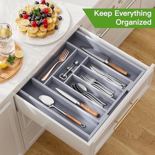 Bamboo Expandable Silverware Drawer Organizer
