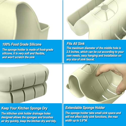 Sponge Holder for Kitchen Sink (Beige)