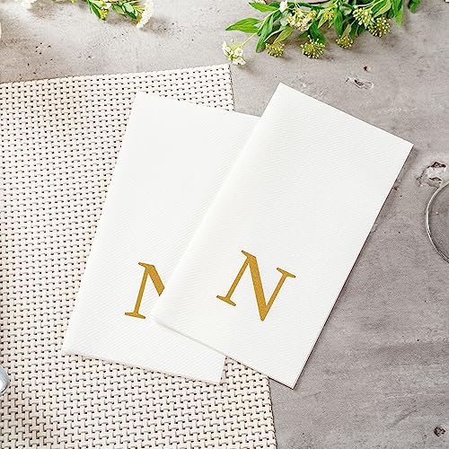 Paper Rectangle Gold Letter N Linen (Gold / 2000 Count / N)