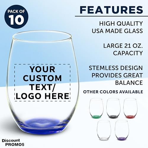 10 ARC Stemless Wine Glasses Set (10 Count)
