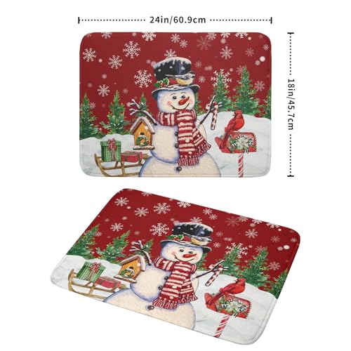 Winter Snowman Dish Drying Mat Red Bird Microfiber Dish Pad 18x24 Inch Absorbent Fast Dry Dishes Draining Mats Holiday Kitchen Accessories (Red Winter Snowman / 18" x 24")