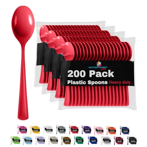 Party Solids Heavy Duty Red Plastic Disposable Cutlery