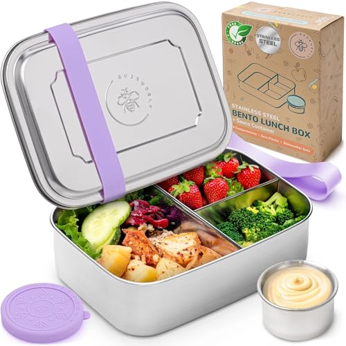 Stainless Steel Bento Box + Condiment Container (Lavender / 47oz / 1400ml)