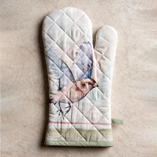 Maison d'Hermine Oven Gloves 100% Cotton Oven Mitt (070 - Flying Birds / 7.5" x 13" (Oven Mitt))
