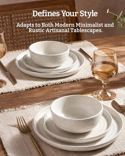 Pluto 12 Piece Stoneware Dinnerware Set (Beige White Matte / Service for 4 (Standard Dinner Set))