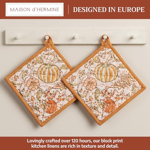 Pot Holders 100% Cotton Potholders (127 - Pumpkin Spice / 8" x 8" (Pot Holder Pack of 2))