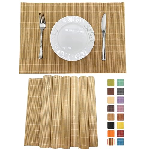 Non Slip Bamboo Placemats Set of 6 (Brown / Set of 6)