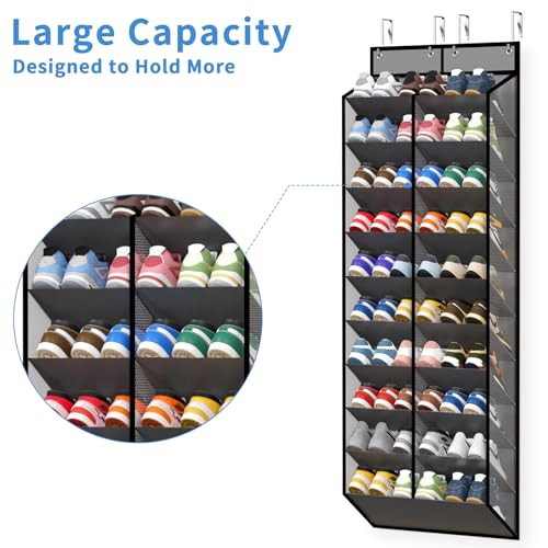 20 30 Pairs Grey Over the Door Shoe Organizer (Grey-1 Pack of 20 Pockets)