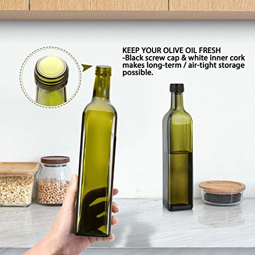 17oz Glass Olive Oil Bottle Dispenser (Dark Green / 17 Ounces)