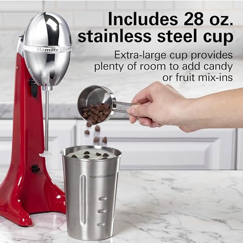 DrinkMaster Retro Milkshake Maker & Electric Drink Mixer (Red / Extra-Large 28 oz.)