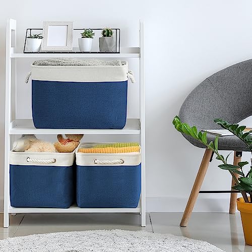 Organization and Storage for Organizing (White & Blue / 3PCS/Large Cube - 16L×12W×12H)