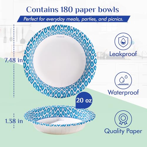 20 Oz Paper Bowls 180 Count Disposable Bowls (180 Count (Pack of 1,20oz))