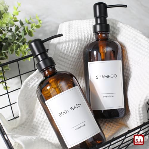 Amber Glass Soap Dispenser (Amber Bottle + Black Pump / 2 Pack)