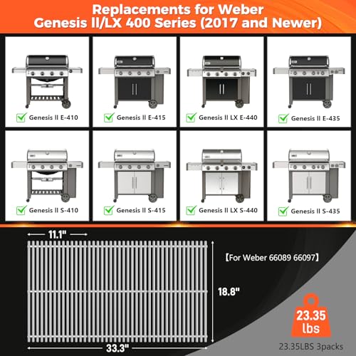 9.5MM Grill Grates for Weber Genesis II E (9.5MM 18.75" for Weber Genesis 400)