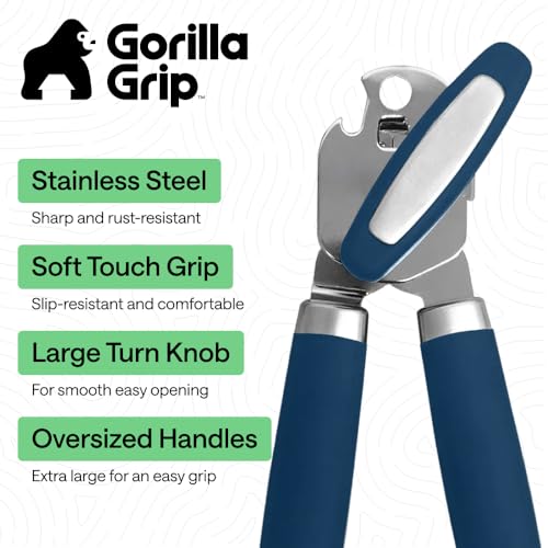 Upgraded Model Stainless Steel Manual Can Opener (Blue)