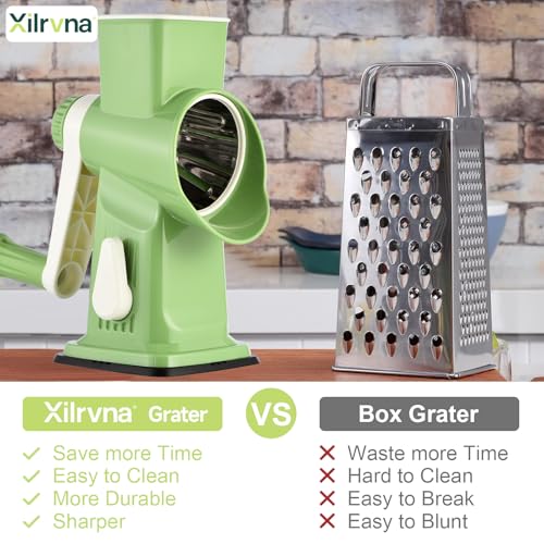 Rotary Cheese Grater Hand Crank Transparent (9.06"L x 4.33"W x 9.07"H / Green)