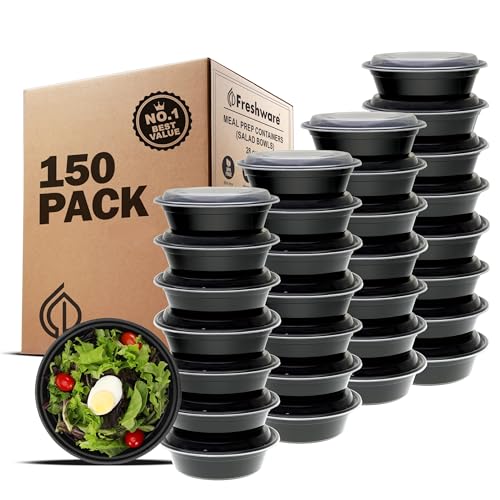 Meal Prep Containers with lids [150 Pack] Food Storage Containers (Black / 28OZ-150PK)
