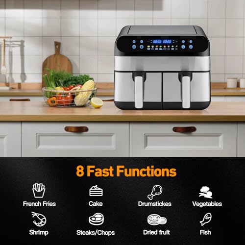 Air Fryer 9.5 Quart Air Fryer with Dual Basket for Quick and Easy Meals