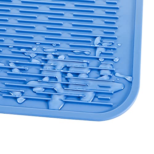 Silicone Dish Drying Mat for Multiple Usage (Lichen Blue / 28"L x 18"W)