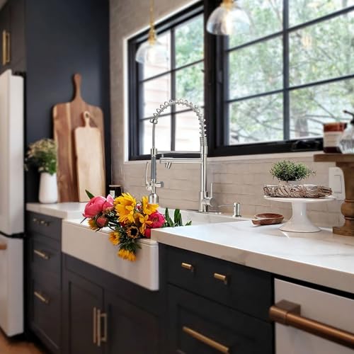 Commercial Kitchen Faucets with Pull Down Sprayer Brushed Nickel (Nickel)