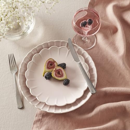French Perle Scallop Blush Stoneware 12 (12-Piece Dinnerware Set / Blush)