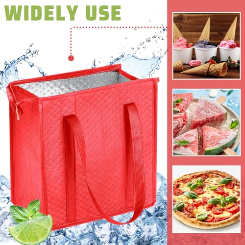4 Pcs Insulated Grocery Bags Reusable (Red)