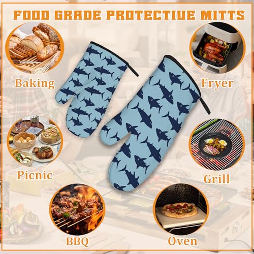 Blue Shark Oven Mitts and Pot Holders (4 Count)