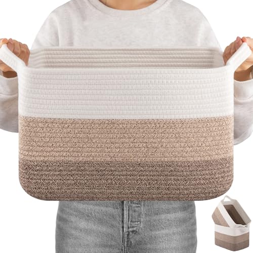 30L Storage Basket Large Blanket Basket Living Room Yellow 3 (Gradient Yellow / 3 pcs-16”x12”x10”)