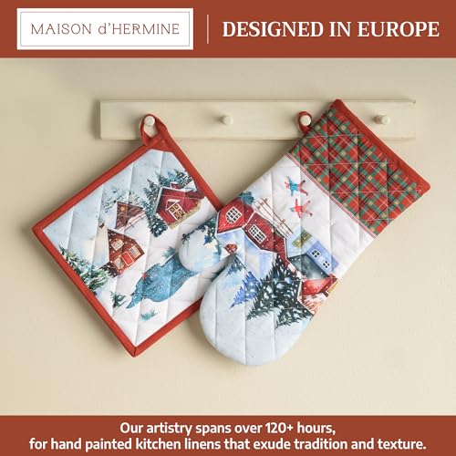 100% Cotton Oven Mitt & Pot Holder Set (125 - Megeve / 7.5" x 13" & 8" x 8" (Oven Mitt & Pot Holder))