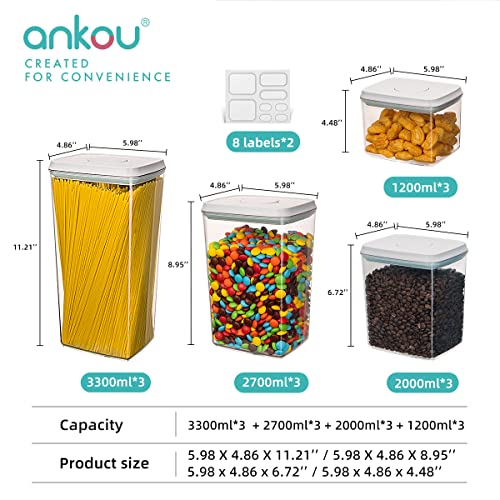 Pop Airtight Food Storage Containers with Lids for Kitchen Pantry Organizing Stackable Container for Cereal Snack Flour Sugar Coffee Spaghetti (12 Pcs Set)