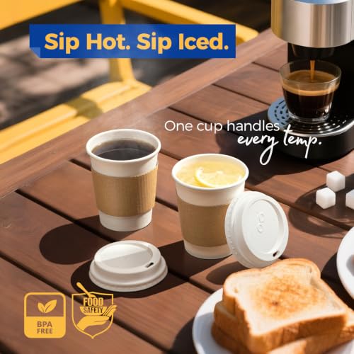 50 Pack 10 oz Disposable Coffee Cups with Lids (10 oz / Classic)