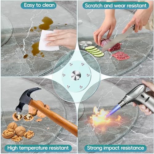 31" Large Lazy Susan for Dining Table Kitchen Glass Turntable with Aluminum Alloy Bearing