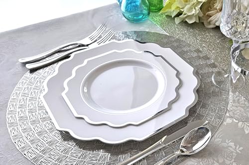 OCCASIONS " 200 Piece set (200 Piece (25 Guest) / I. Imperial White & Silver Rim)