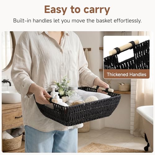 Large Wicker Storage Basket (Black / Large)