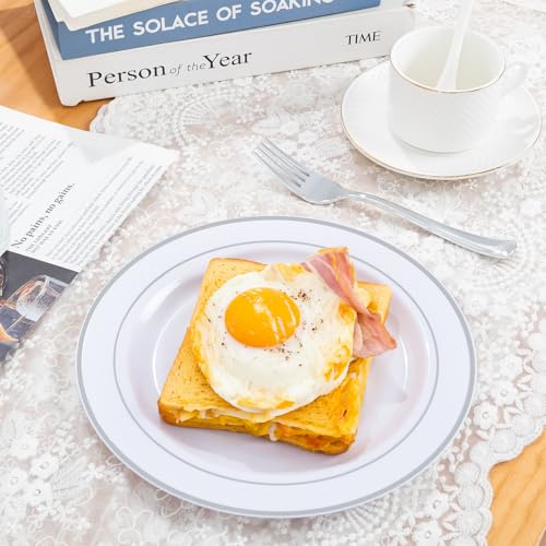 100PCS Silver Plastic Plates (Silver / 100 PCS)