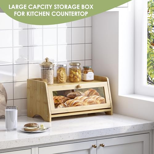 Double Layer Bread Box for Kitchen Countertop