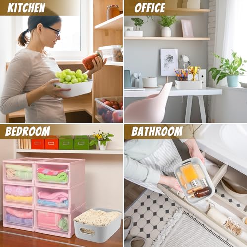 Grayish White Plastic Storage Bins (Grayish white / 8 x 5.7 x 3 Inch)