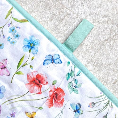 Double Oven Mitts 100% Cotton Double Oven Glove (031 - Just Floral / 7" x 35" (Double Oven Mitt))