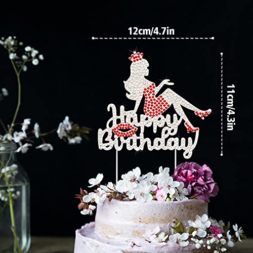Happy Birthday Crown Queen Lady Rhinestone Cake Topper