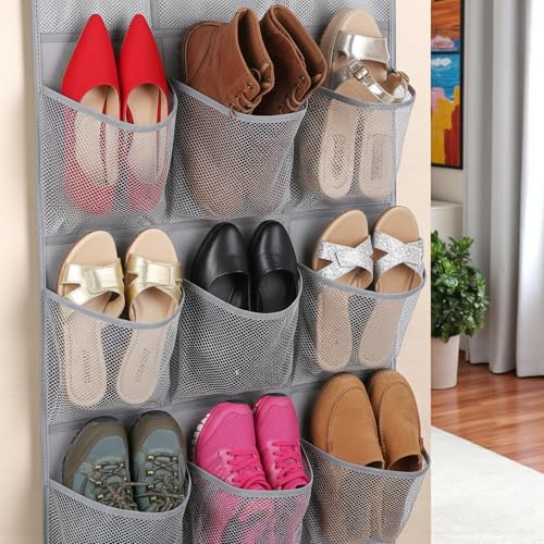 Hanging Shoe Organizer For Closet Rod with 30 Large Pockets Dual Sided 360 Rotating Hanger Space Saving Storage Bag Rack Shelves for Bedroom Laundry Room
