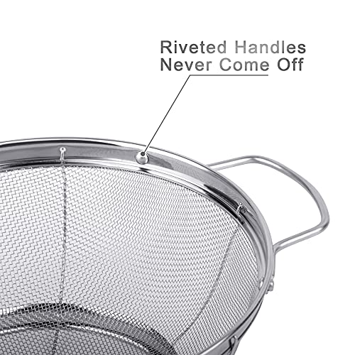 3 Pack 18 8 Stainless Steel Colander Sieves (3 Qt. + 4 Qt. + 5 Qt.)